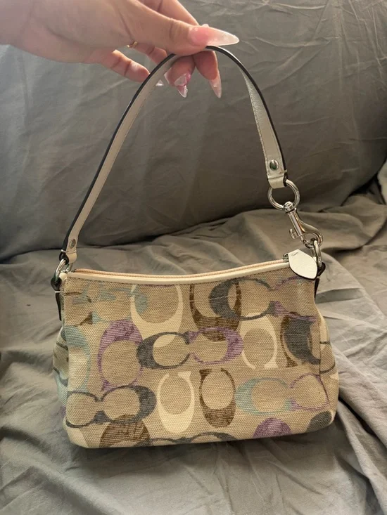 Coach Mini Signature Canvas Shoulder Bag Y2K Pastel Multicolor Pochette - Picture 2 of 7